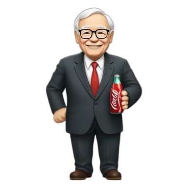 Warren buffet with a bottle of coca cola in the hand sticker