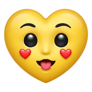 Yellow kiss emoji with black heart sticker