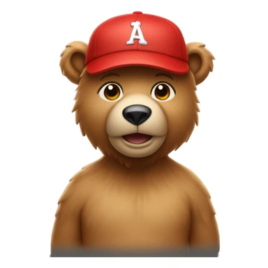 light brown bear in full red baseball cap  sticker