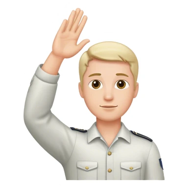 man holding arms in front to salute sticker