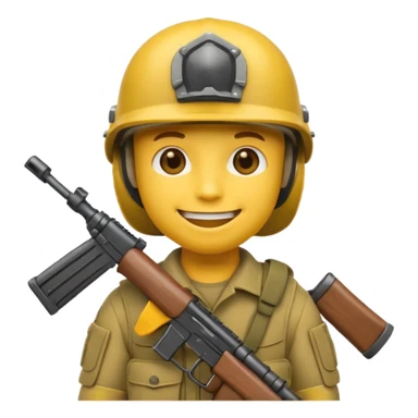 Yellow emoji face soldier sticker