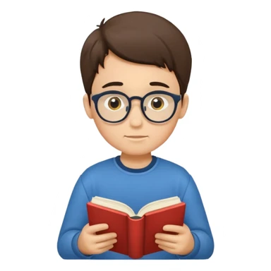 Boy reading books without specs sticker