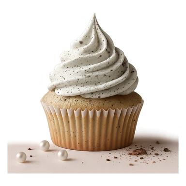 Change the icing to cookies and cream style with white icing and visible cookie crumbs, keep the realistic cupcake and accessories, photorealistic style, transparent background. sticker