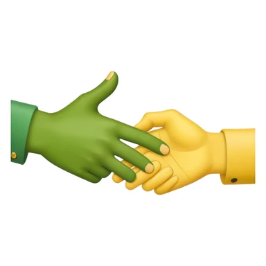 green hand and yellow hand handshake sticker