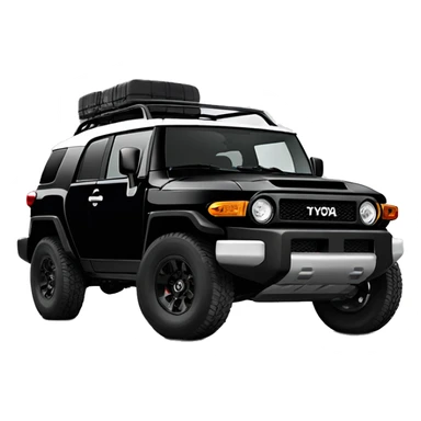 Black Toyota FJ cruiser with aftermarket bumper in front  sticker