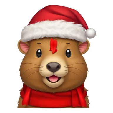 capybara wearing a santa hat sticker