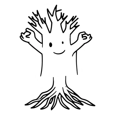 person grounded in nature with roots, strong and resilient sticker