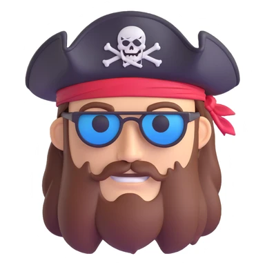 pirate with classic hat and eyepatch, 3D emoji style sticker
