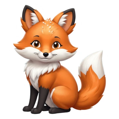 Floofy the Creampuff fox blackish gray fur color chubby Black paws orange color 3 tailsCrystals on the head, tails and Back sticker