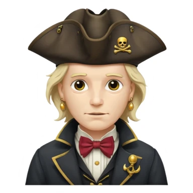 Pirate captain with bow tie under coat sticker