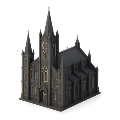 a gothic cathedral in 3D black style sticker