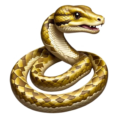 Cinematic Noble Python Portrait Emoji, Poised and regal, with a powerful, sinuous body adorned in intricate scale patterns and piercing, focused eyes, Simplified yet sharp and sophisticated features, highly detailed, glowing with a soft, earthy glow, high shine, intelligent and formidable, stylized with an air of primal elegance, focused and commanding, soft glowing outline, capturing the essence of a watchful and confident serpent that appears ready to coil out of the screen with effortless authority! sticker