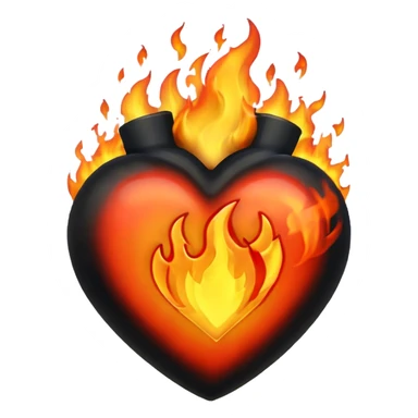 Black heart in flames  sticker