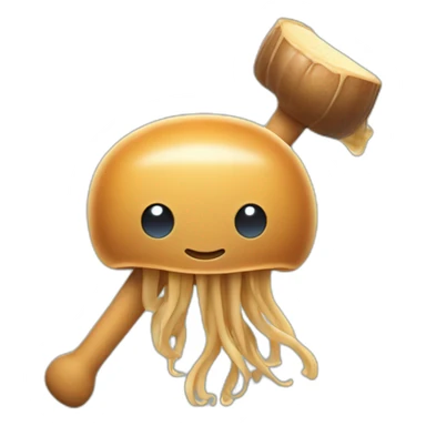 Peanut butter cute jellyfish holding axe sticker