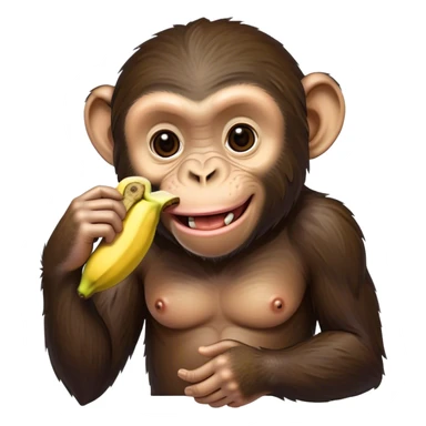 Chimpanzee eating banana sticker