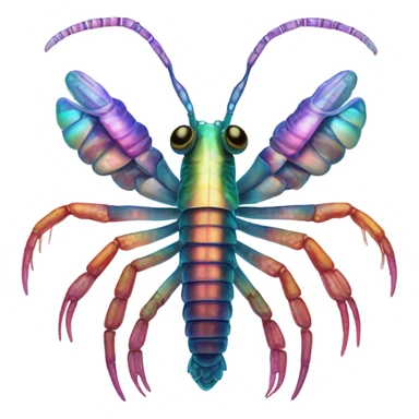 A glowing mantis shrimp with 100 arms sticker