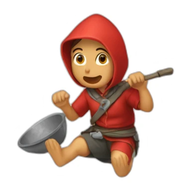 Caperucita roja saltando un charco sticker