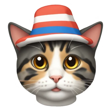 Tricolor cat with fish hat  sticker