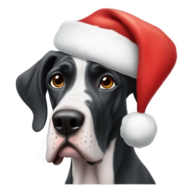 great dane with santa hat sticker