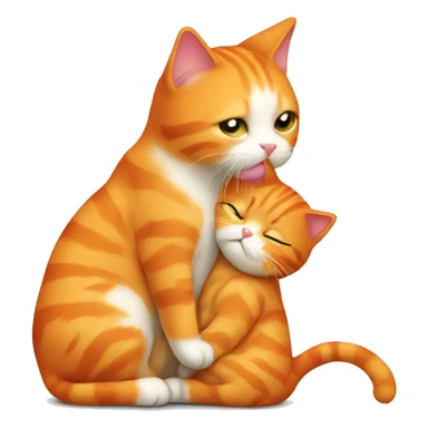 Orange cat kissing  sticker
