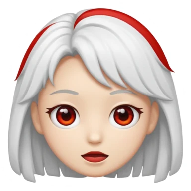 Faca um emoji com cabelo branco de anime e um dos olhos pretos com o meio vermelho sticker