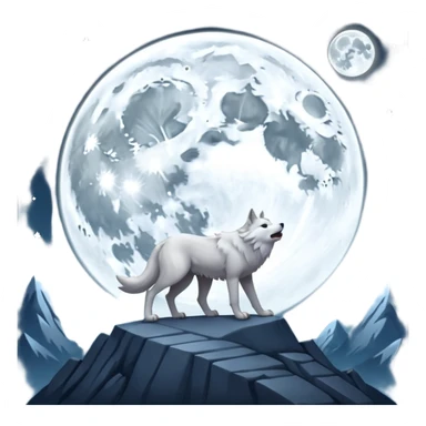 white wolf howling in full moon sticker
