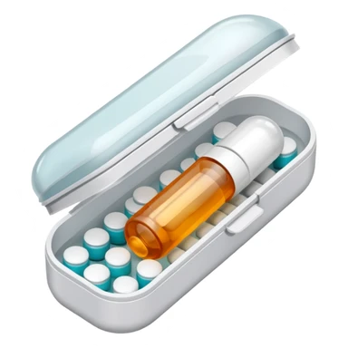 medicine capsule in case in nutral colors sticker
