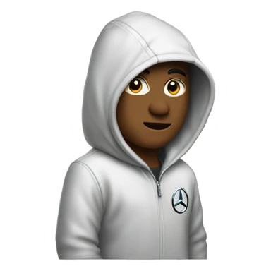 York wearing a hoodie with Mercedes emblem sticker