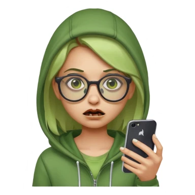 Zumbie emoji iphone girl green and glasses sticker