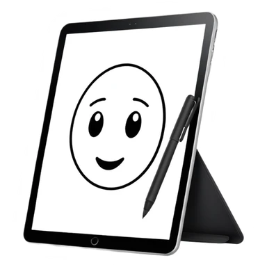 A digital pen drawing layouts on a tablet sticker