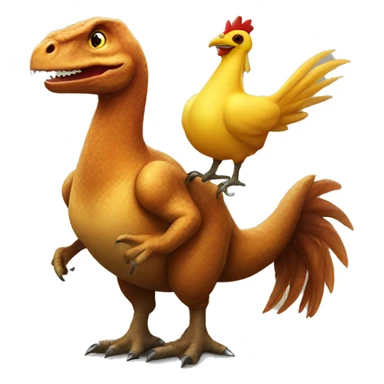 Dinosaur riding a chicken sticker