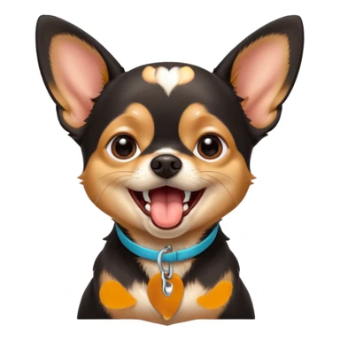 A high-resolution digital illustration of a cute black and tan chihuahua yawning. portrait in a clean, semi-realistic style sticker