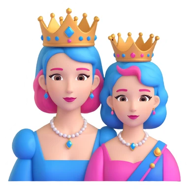 queen with pink and blue hair and a queen crown sticker