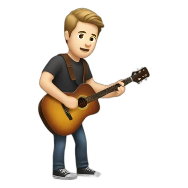 white man with combed back short brown hair playing a guitar chubby sticker