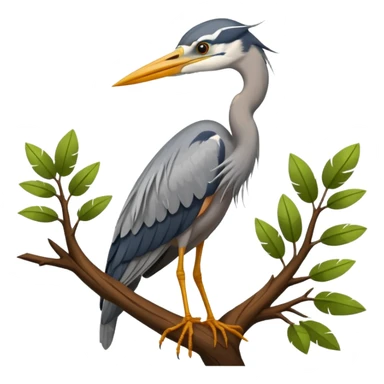 Grey Heron in a green tree sticker