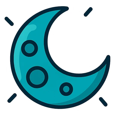 clean design dark cyan moon with subtle glow sticker