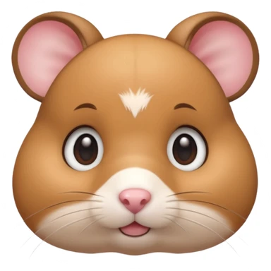 A 3D cartoon hamster face close-up with tiny visible whiskers, round cheeks, smooth glossy eyes, soft background blur, Memoji-style rendering. sticker