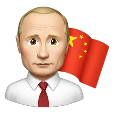 vladimir putin with china flag sticker