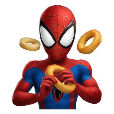 spiderman eating onion ring sticker