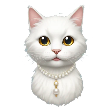 White hairy cat with pearl necklace  sticker