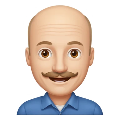White man mustache balding sticker