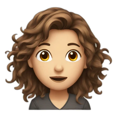 Wind and messy Brown hair girl sticker