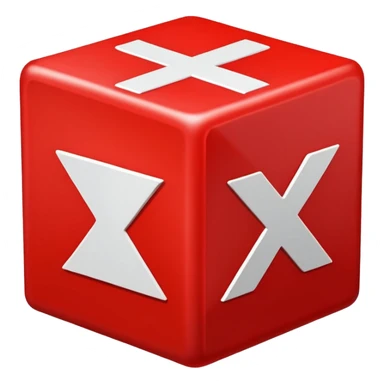 2D thick glowing red square box with centered X mark sticker