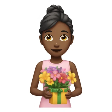 Girl with flowers and presents  sticker