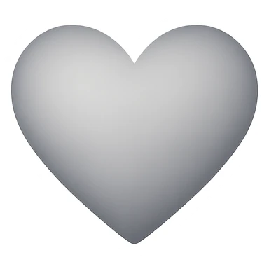 heart with a soft ash gray gradient, digital illustration sticker