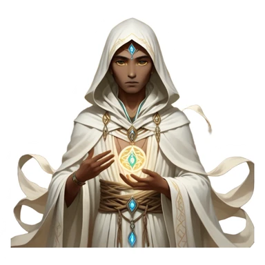 Clash of Clans aesthetic friendly Mage Portrait Emoji, With an enigmatic, slender build draped in flowing mystical robes adorned with arcane symbols, piercing eyes and a determined aura, his face rendered in a natural skin tone (not yellow), Simplified yet sharply defined features, highly detailed, glowing with a cool, otherworldly radiance, high shine, wise and resolute, stylized with an air of ancient sorcery, focused and mystical, soft glowing outline, capturing the essence of a powerful mage ready to unleash enchanted spells on epic adventures! sticker