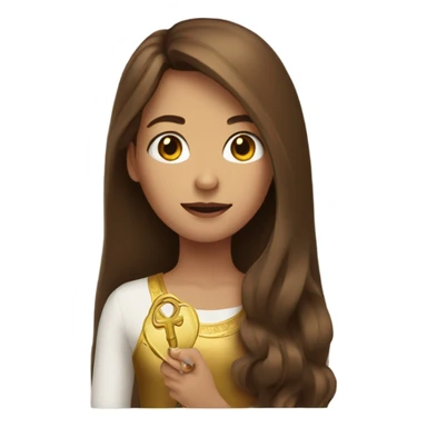 Girl with brown long hair with gold key in hand sticker