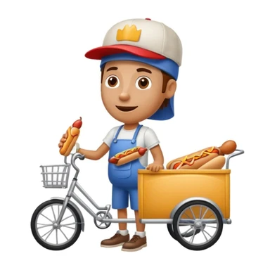 hotdog seller in New York with cart sticker