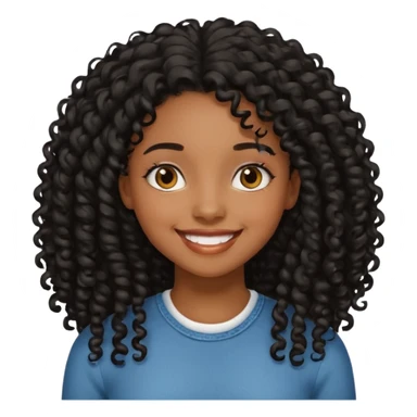 black girl with long black curly hair  sticker