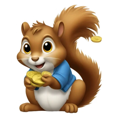 Squirrel counting money sticker